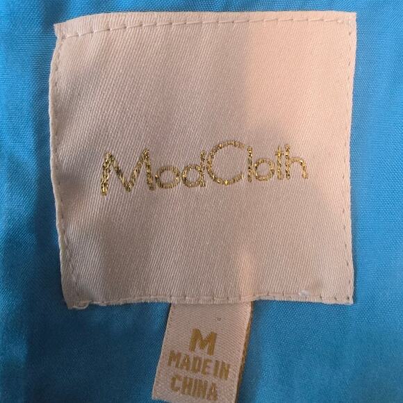 Modcloth Turquoise Flower Button Sixties Signature Retro Pin Up A-Line Dress M - Picture 7 of 7